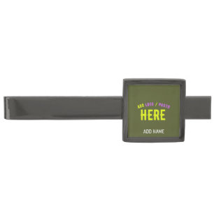 STYLISH MODERN CUSTOM ARMY GREEN VERIFIED BRANDED GUNMETAL FINISH TIE BAR