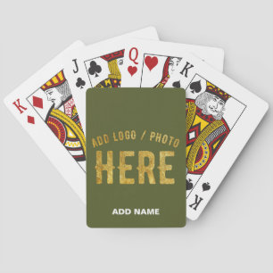 STYLISH MODERN CUSTOM ARMY GREEN VERIFIED BRANDED POKER CARDS