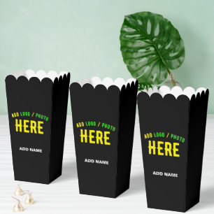 STYLISH MODERN CUSTOM BLACK VERIFIED BRAND POPCORN FAVOR BOXES