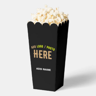 STYLISH MODERN CUSTOM BLACK VERIFIED BRAND POPCORN FAVOR BOXES