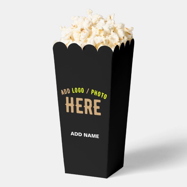 STYLISH MODERN CUSTOM BLACK VERIFIED BRAND POPCORN FAVOR BOXES (Popped)