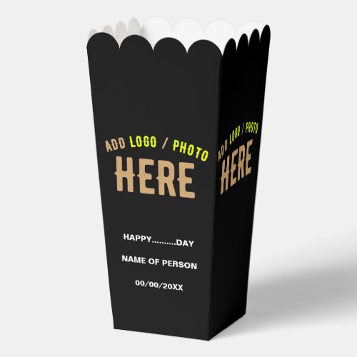 STYLISH MODERN CUSTOM BLACK VERIFIED BRAND POPCORN FAVOR BOXES