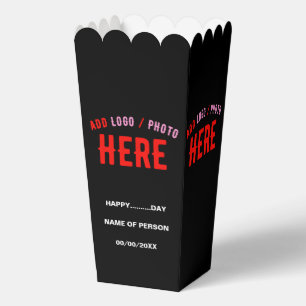 STYLISH MODERN CUSTOM BLACK VERIFIED BRAND POPCORN FAVOR BOXES