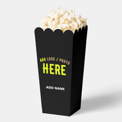 STYLISH MODERN CUSTOM BLACK VERIFIED BRAND POPCORN FAVOR BOXES