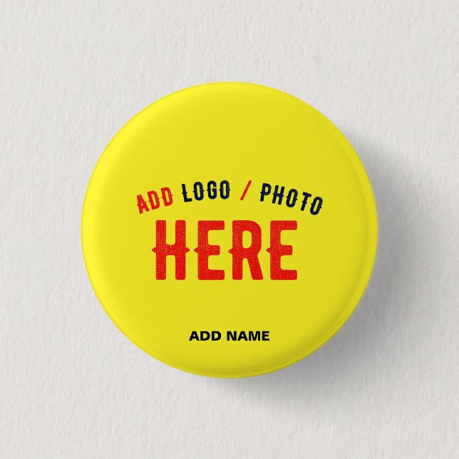 STYLISH MODERN CUSTOM BRIGHT YELLOW VERIFIED BRAND BUTTON (Front)