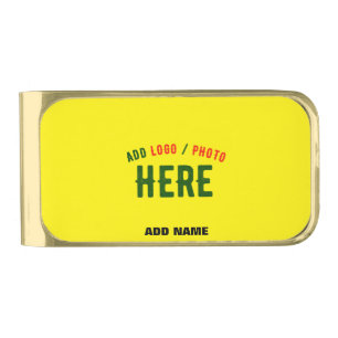 STYLISH MODERN CUSTOM BRIGHT YELLOW VERIFIED BRAND GOLD FINISH MONEY CLIP