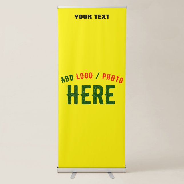 STYLISH MODERN CUSTOM BRIGHT YELLOW VERIFIED BRAND RETRACTABLE BANNER (Front)