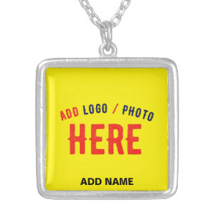 STYLISH MODERN CUSTOM BRIGHT YELLOW VERIFIED BRAND SILVER PLATED NECKLACE