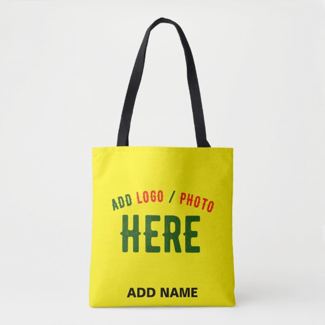 STYLISH MODERN CUSTOM BRIGHT YELLOW VERIFIED BRAND TOTE BAG (Front)