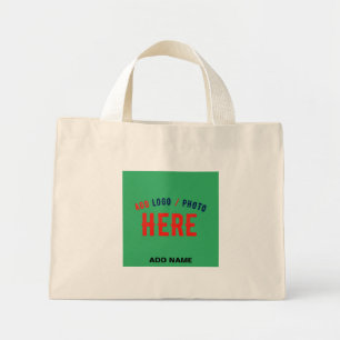 STYLISH MODERN CUSTOM BROWN EMERALD GREEN BRANDED MINI TOTE BAG