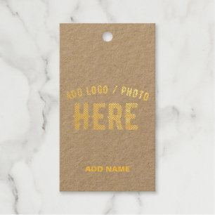 STYLISH MODERN CUSTOM BROWN VERIFIED BRAND GOLDEN FOIL GIFT TAGS