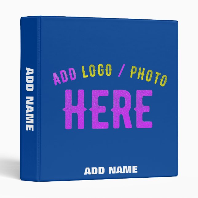 STYLISH MODERN CUSTOM COBALT BLUE VERIFIED BRANDED 3 RING BINDER (Front/Spine)