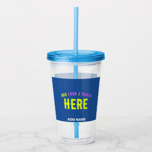 STYLISH MODERN CUSTOM COBALT BLUE VERIFIED BRANDED ACRYLIC TUMBLER