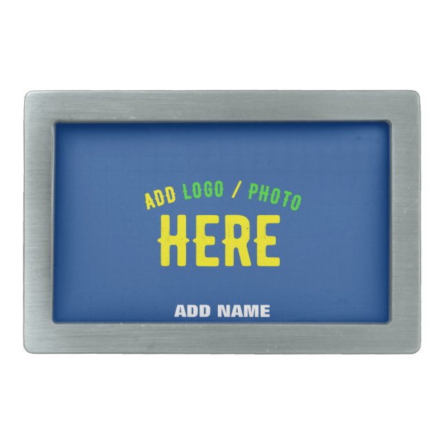 STYLISH MODERN CUSTOM COBALT BLUE VERIFIED BRANDED BELT BUCKLE (Front)