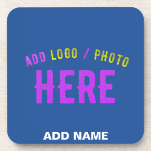 STYLISH MODERN CUSTOM COBALT BLUE VERIFIED BRANDED BEVERAGE COASTER
