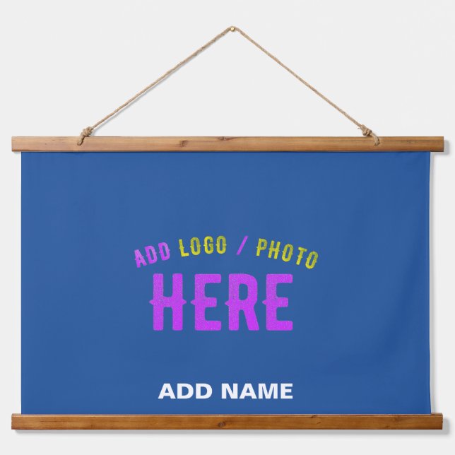 STYLISH MODERN CUSTOM COBALT BLUE VERIFIED BRANDED HANGING TAPESTRY (Front)