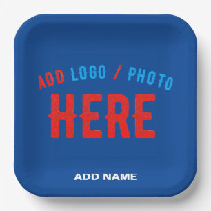 STYLISH MODERN CUSTOM COBALT BLUE VERIFIED BRANDED PAPER PLATES
