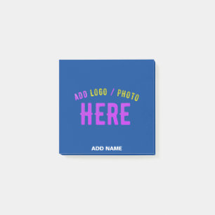 STYLISH MODERN CUSTOM COBALT BLUE VERIFIED BRANDED POST-IT NOTES