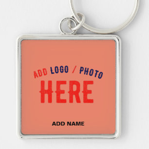STYLISH MODERN CUSTOM CORAL ORANGE VERIFIED BRAND KEYCHAIN