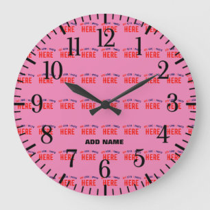 STYLISH MODERN CUSTOM CUTE HOT PINK VERIFIED BRAND LARGE CLOCK
