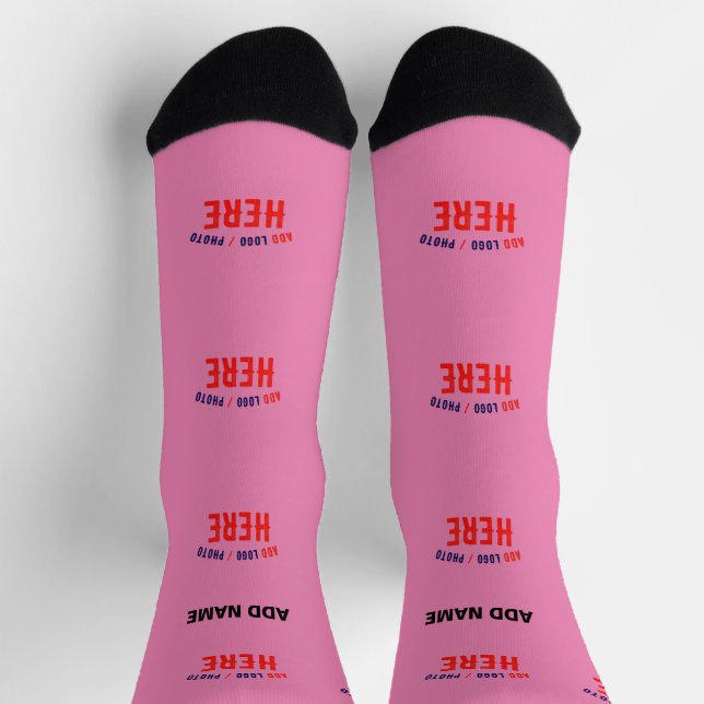 STYLISH MODERN CUSTOM CUTE HOT PINK VERIFIED BRAND SOCKS (Top)