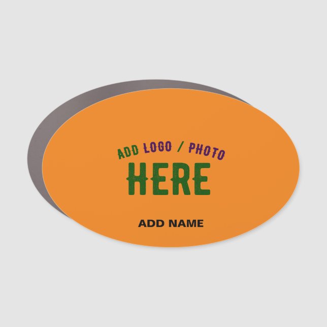 STYLISH MODERN CUSTOM DARK ORANGE VERIFIED BRANDED CAR MAGNET (Front)