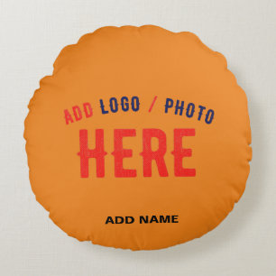 STYLISH MODERN CUSTOM DARK ORANGE VERIFIED BRANDED ROUND PILLOW