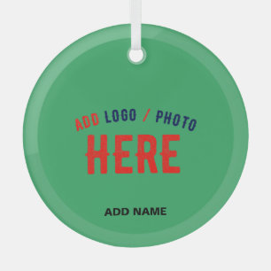 STYLISH MODERN CUSTOM EMERALD GREEN VERIFIED BRAND GLASS ORNAMENT