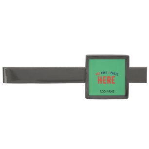 STYLISH MODERN CUSTOM EMERALD GREEN VERIFIED BRAND GUNMETAL FINISH TIE BAR