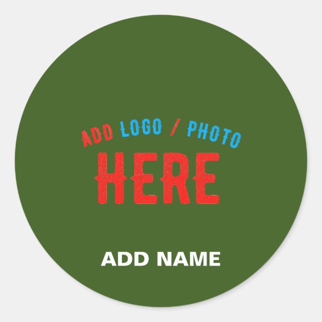STYLISH MODERN CUSTOM FOREST GREEN VERIFIED BRAND CLASSIC ROUND STICKER (Front)