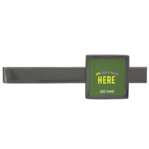 STYLISH MODERN CUSTOM FOREST GREEN VERIFIED BRAND GUNMETAL FINISH TIE BAR