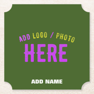 STYLISH MODERN CUSTOM FOREST GREEN VERIFIED BRAND PAPER COASTER
