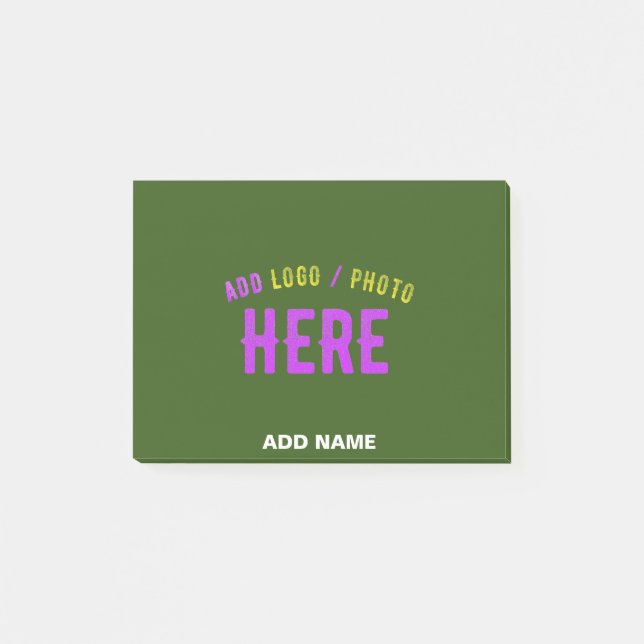 STYLISH MODERN CUSTOM FOREST GREEN VERIFIED BRAND POST-IT NOTES (Front)