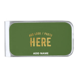 STYLISH MODERN CUSTOM FOREST GREEN VERIFIED BRAND SILVER FINISH MONEY CLIP