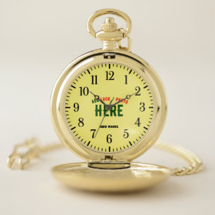 STYLISH MODERN CUSTOM GOLDEN PASTEL YELLOW BRANDED POCKET WATCH
