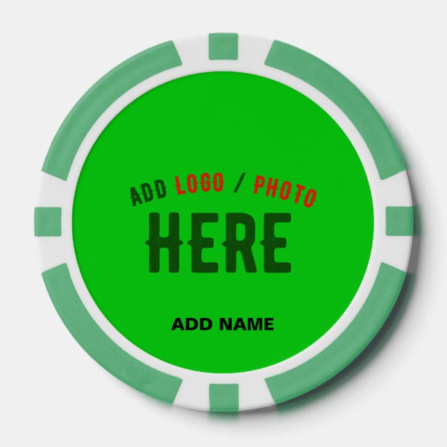 STYLISH MODERN CUSTOM LIME GREEN VERIFIED BRANDED POKER CHIPS (Front)