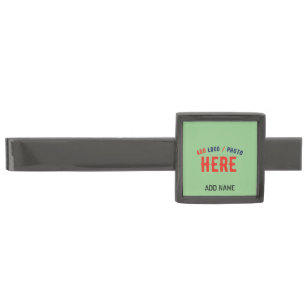 STYLISH MODERN CUSTOM MINT GREEN VERIFIED BRANDED GUNMETAL FINISH TIE BAR