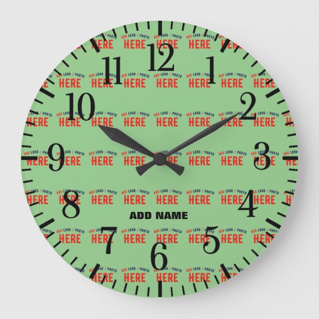 STYLISH MODERN CUSTOM MINT GREEN VERIFIED BRANDED LARGE CLOCK (Front)