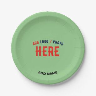 STYLISH MODERN CUSTOM MINT GREEN VERIFIED BRANDED PAPER PLATES