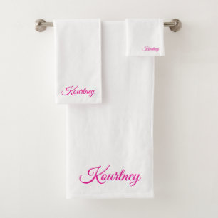 STYLISH MODERN CUSTOM NAME BRIDE BACHELOR PARTY BATH TOWEL SET