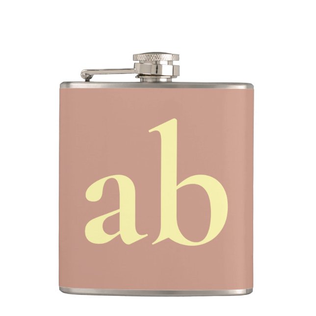 STYLISH MODERN CUSTOM NAME DUSKY ROSE WEDDING FLASK (Front)