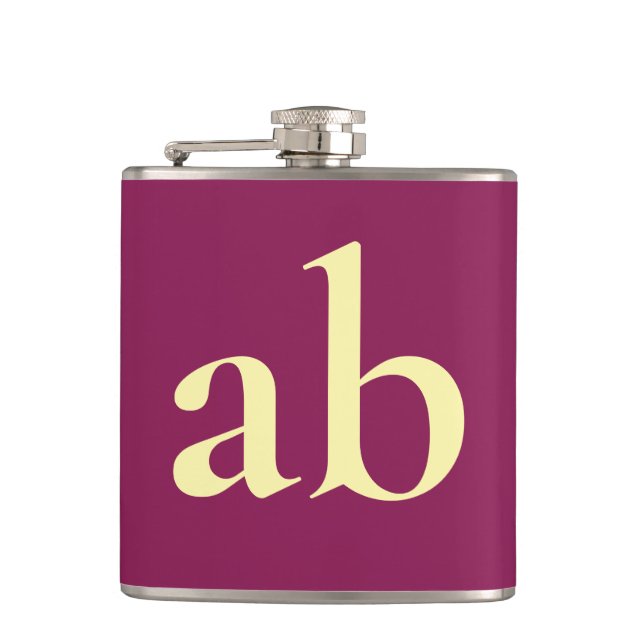  STYLISH MODERN CUSTOM NAME WINE BEIGE  WEDDING FLASK (Front)