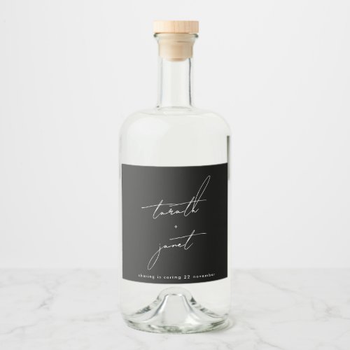 Stylish Modern Custom Names Black White Gin Liquor Bottle Label