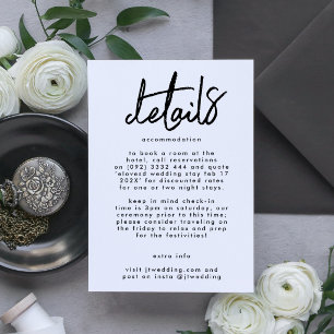 Stylish Modern Custom Names Black White Wedding Enclosure Card