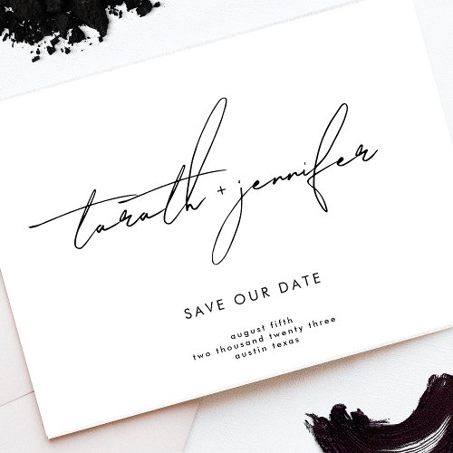 Stylish Modern Custom NAMES  Photo Save The Date