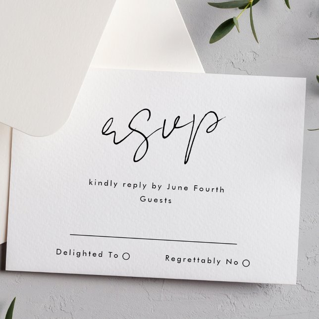 Stylish Modern Custom Names Tuxedo Gold Wedding RSVP Card (Creator Uploaded)