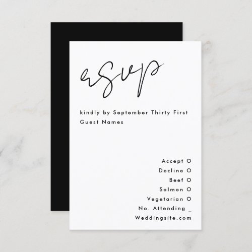 Stylish Modern Custom Names Tuxedo Gold Wedding RSVP Card