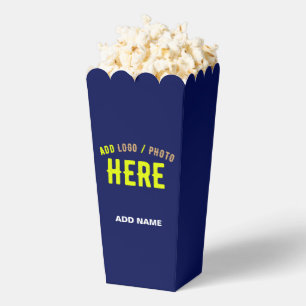 STYLISH MODERN CUSTOM NAVY BLUE BRANDED POPCORN FAVOR BOXES