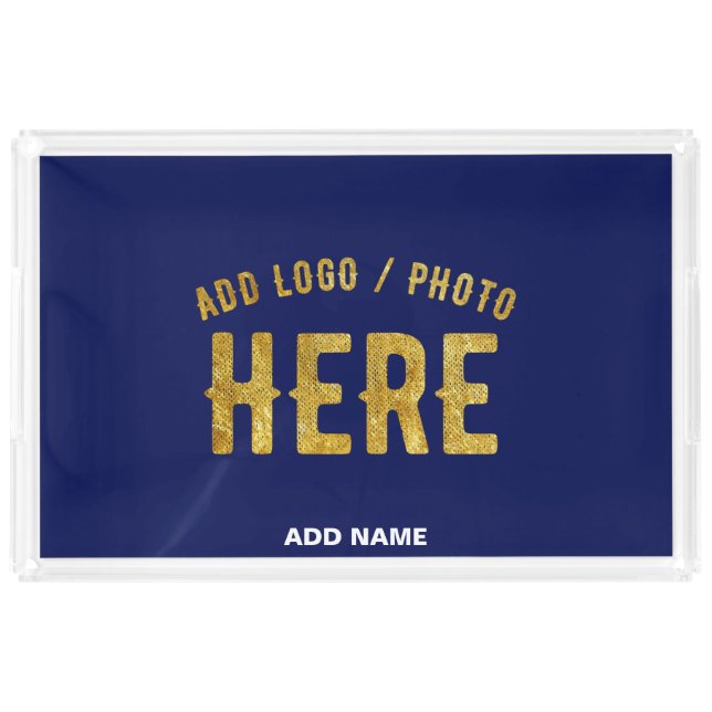 STYLISH MODERN CUSTOM NAVY BLUE VERIFIED BRANDED ACRYLIC TRAY (Front)