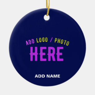 STYLISH MODERN CUSTOM NAVY BLUE VERIFIED BRANDED CERAMIC ORNAMENT